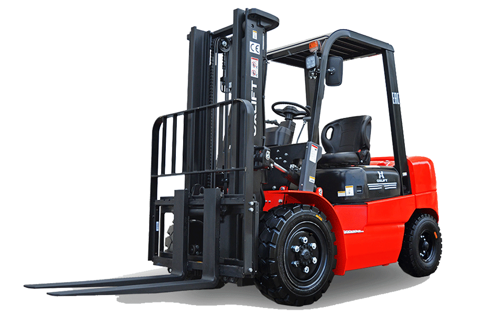 Погрузчик OXLIFT CPCD15 в процессе разгрузки фуры