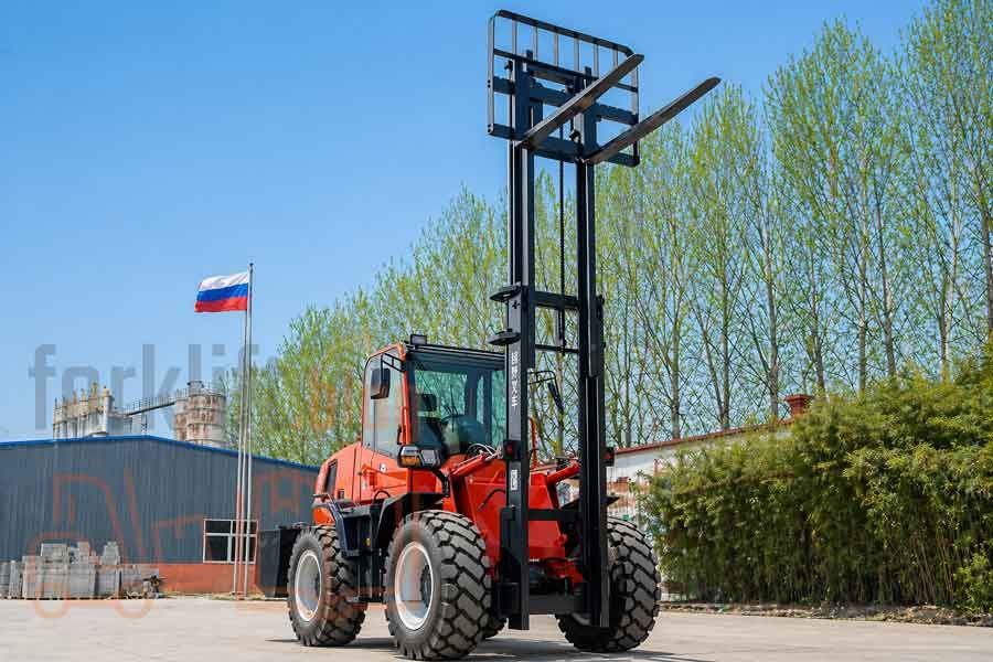 Конструкция мачты вилочного погрузчика с секциями, цепями и гидравликой