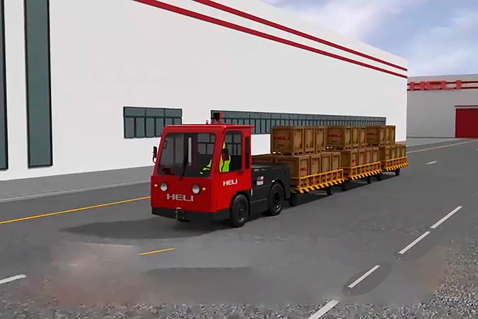 Тягач Heli QYD 100. Транспортировка грузов при помощи буксирного устройства